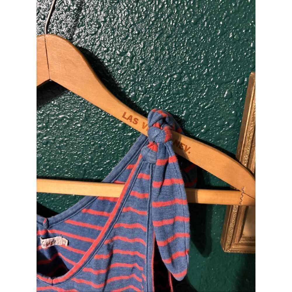 Faherty Florence Salt Wash Striped Pocket Dress Shoulder Tie Indigo Dyed Small - Picture 3 of 4